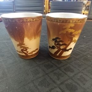 Kutani Eiraka Eggshell Porcelain Tea Cups